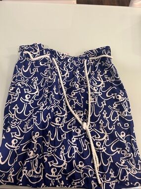 Lilly Pulitzer Navy and White Anchor Print Drawstring Skirt